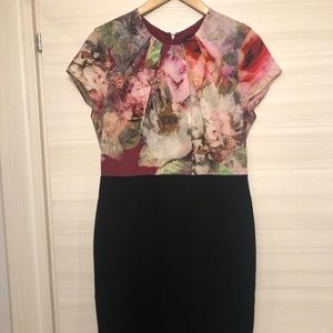 Ted Baker Floral/Black Dress Size 3